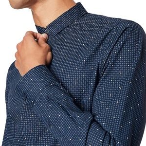 Armani Exchange A|X Blue/Light Blue Pattern Slim Button Down Shirt